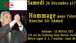 Des militants associatifs renderont, samedi à Paris, un hommage à Aït Ahmed