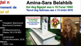 L'enterrement d'Amina-Sara Belahbib prévu jeudi à Ottawa