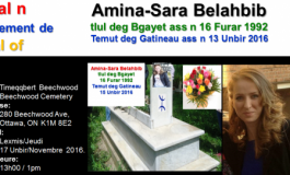 L'enterrement d'Amina-Sara Belahbib prévu jeudi à Ottawa
