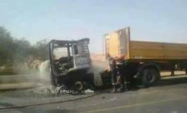 Terrible accident à Ain Defla : le chauffeur brûlé vif