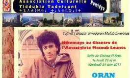 Oran : Amekti n Lwennas Matub (hommage à Lounes Matoub)