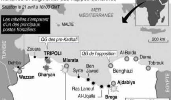 Carte de Libye indiquant les combats en cours jeudi