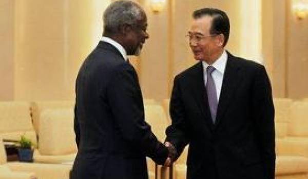 Kofi Annan avec Wen Djibao, premier ministre chinois