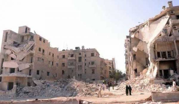 Alep réduite en tas de ruines par l'aviation du régime d'Al Assad.