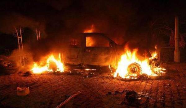 Le consulat US à Benghazi quelques minutes après l'attentat.