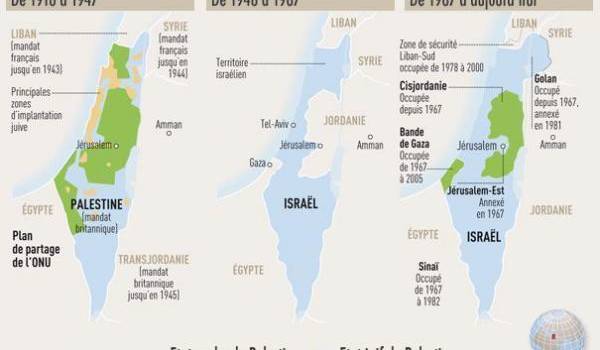 Les territoires palestiniens rognés par l'expansionisme israélien.