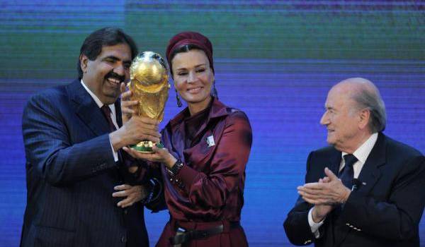 Le prince du Qatar, lors de la cérémonie annonçant l'organisation de la coupe du monde 2022