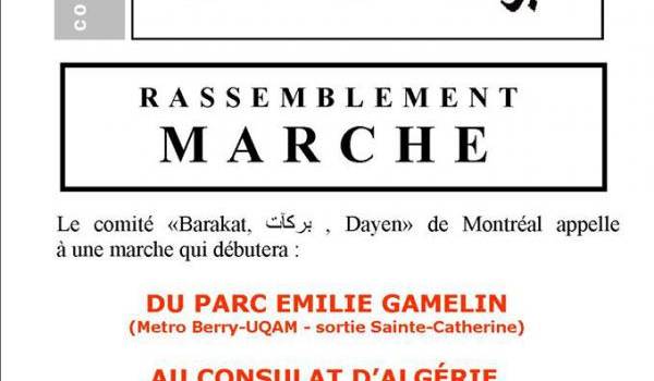 Marche du Mouvement Barakat à Montréal samedi