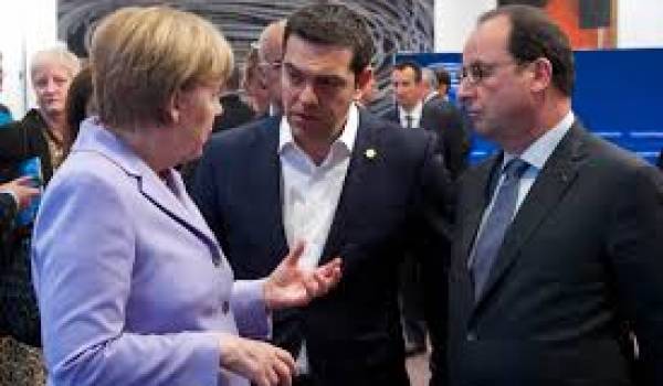 Merkel, Tsipras et Hollande.