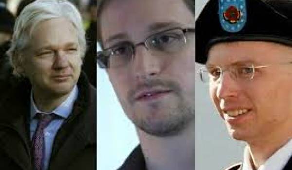 Julian Assange, Edward Snowden et Bradley Manning