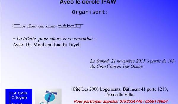 Coin citoyen Tizi-Ouzou: conférence débat sur la laïcité