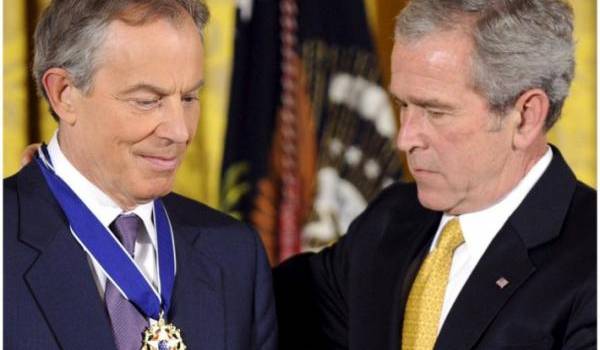 Blair et Bush, les tenants de la destabilisation  du Moyen-Orient.