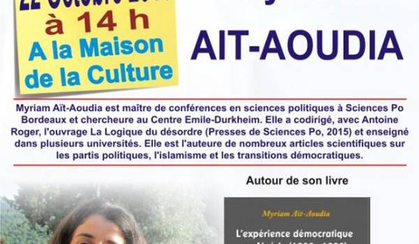 Myriam Aït-Aoudia, invitée du Café littéraire de Béjaïa samedi 22 octobre