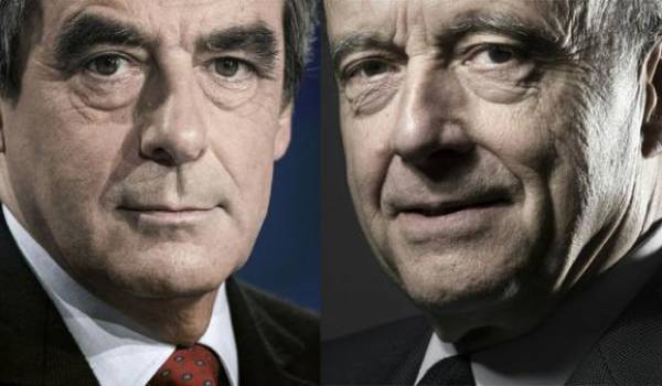 François Fillon et Alain Juppé, les deux finalistes de la primaire de droite et du centre en France.