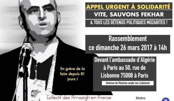 Affaire Fekhar : rassemblement dimanche devant l'ambassade d'Algérie à Paris