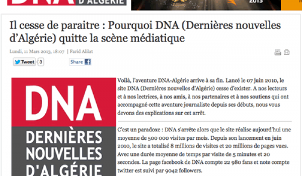 Le site DNA-Algérie jette l'éponge